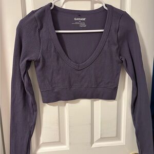 Garage Women's Deep Purple Ribbed Crop Top